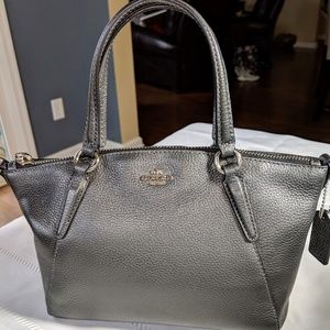Authentic Coach Gunmetal/Pewter Leather Crossbody